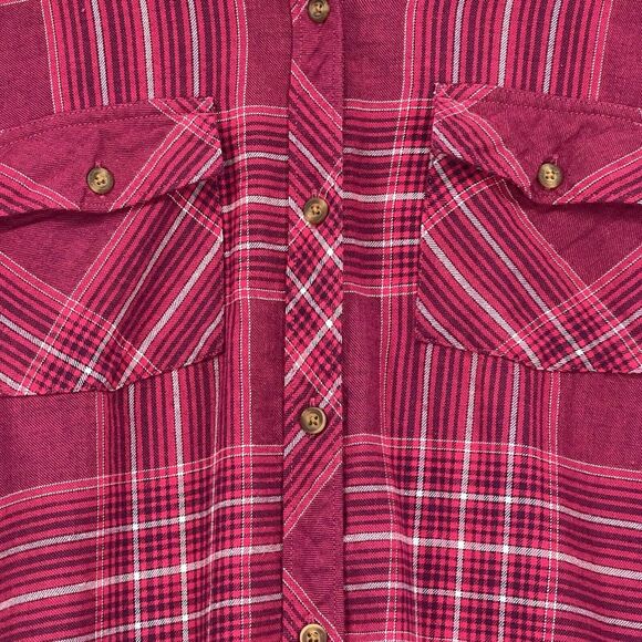 Eddie Bauer Button Front Shirt Women 2XL Pink Plaid Long Sleeves Pockets S56 - Picture 8 of 13
